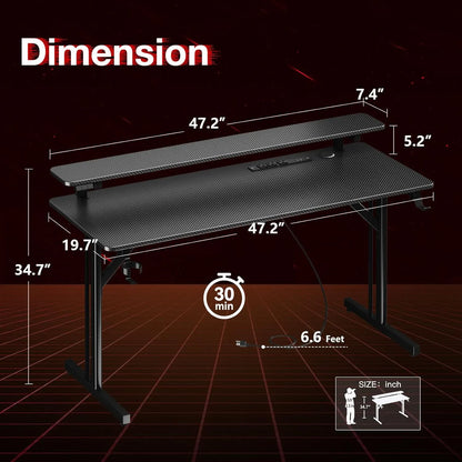 Computer Desk with USB & LED Lights