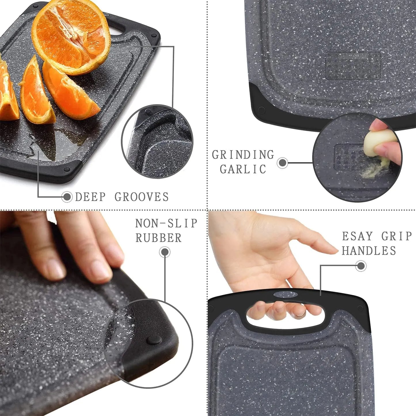 Non-Slip Rubber Cutting Board Set