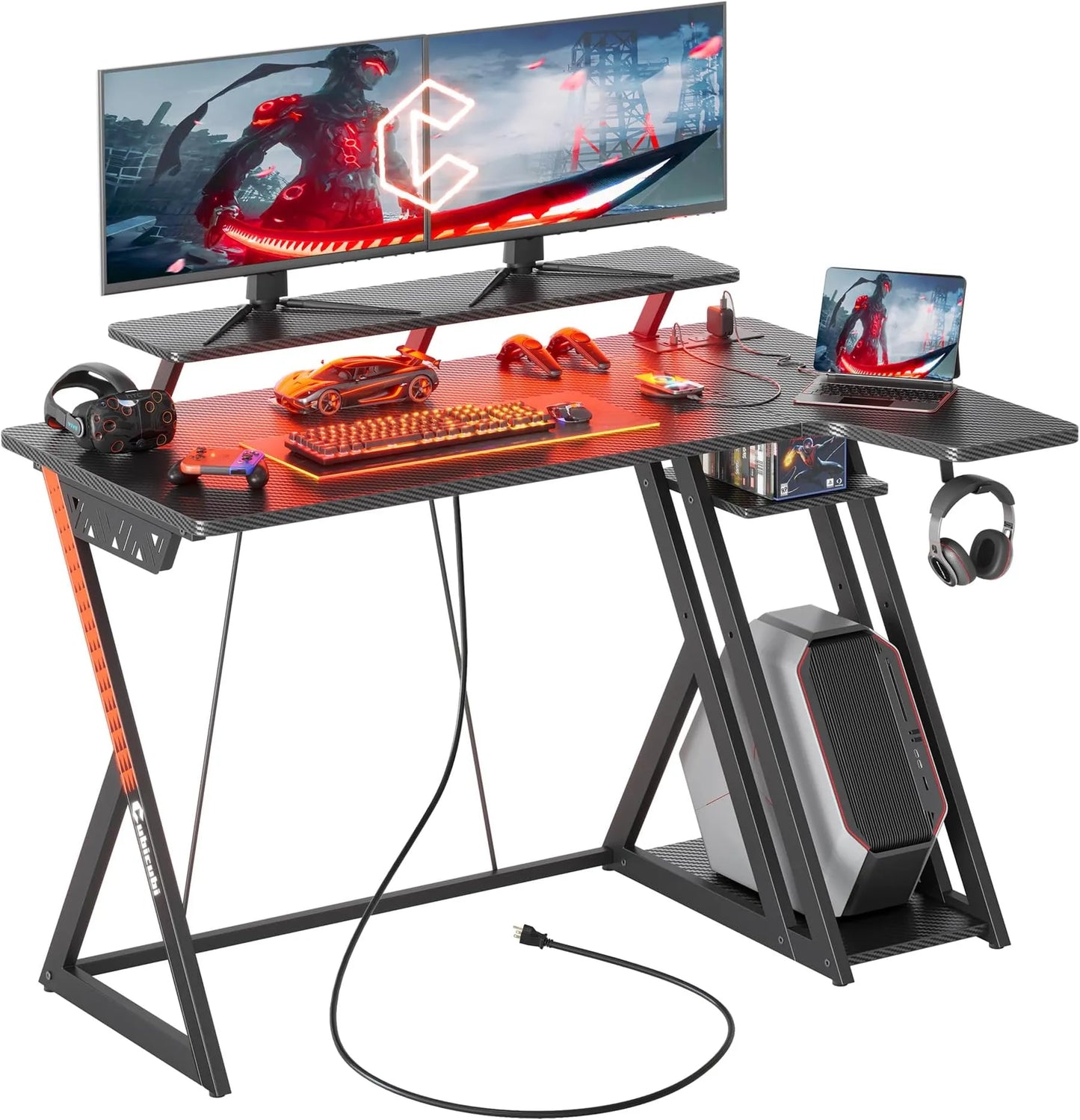 Computer Desk with USB & LED Lights