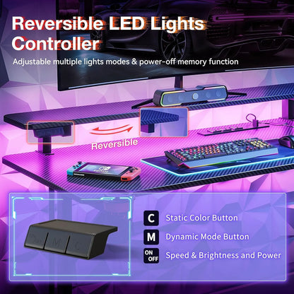 Computer Desk with USB & LED Lights